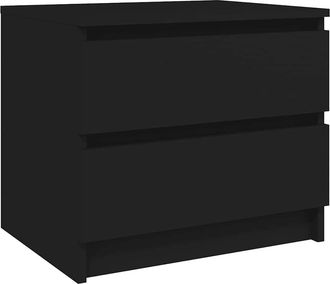 vidaXL Vidaxl - Mesita De Noche Madera Contrachapada Negro 50x39x43,5 Cm