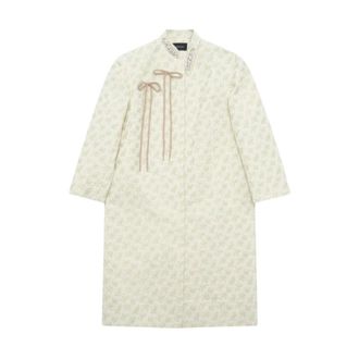 Simone Rocha Long Offset Fragment Collar Coat w/ Emb - female - Simone Rocha - Shirt Dresses - Green - S - Dresses