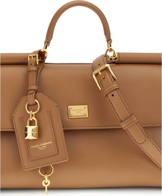 Dolce & Gabbana Womens Leather Handbag My Sicily Caramel Calf Shoulder Bags