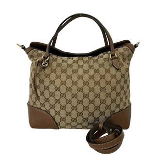 Gucci Brown Canvas Leather Handbag Shoulder Bag Tote Bag (Pre-Owned)