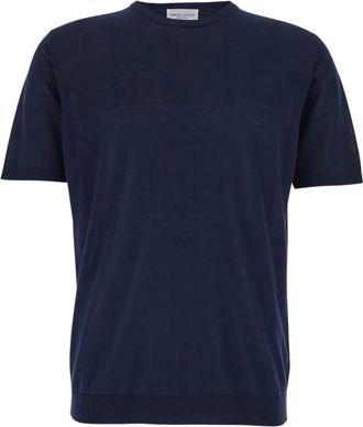 Roberto Collina Cotone - Heren - Ronde hals truien - Blauw - 2XL - Katoen - Truien & Vesten