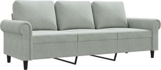 vidaXL Sof&aacute; De 3 Plazas Terciopelo Gris Claro 180 Cm Vidaxl