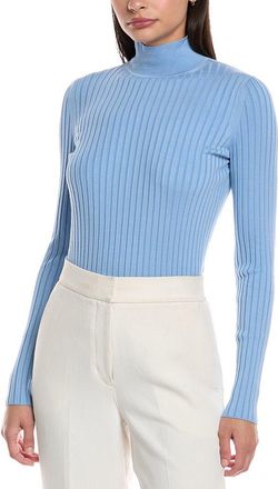 Lafayette 148 New York Ribbed Split Mock Neck Silk-Blend Sweater