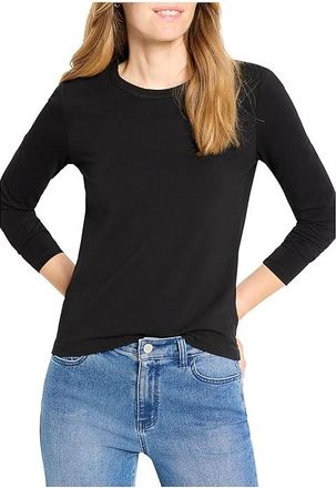 Nic+Zoe Perfect Knit Long Sleeve Top Womens Clothing Black Onyx : LG (US 12-14), Cotton/Spandex