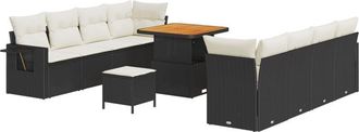 vidaXL Garden Sofa Set with Storage 11 pcs Black Poly rattan Vidaxl