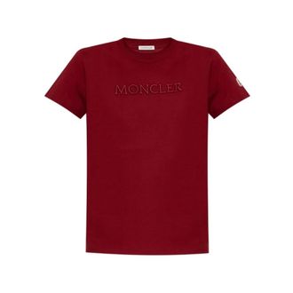 Moncler T-shirt met logo borduurwerk ronde hals korte mouw - Dames - T-shirts - Rood - S - Tops