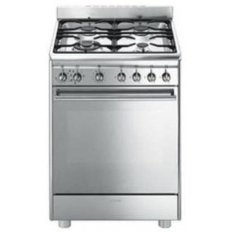 Kyocera Smeg - Cucina Elettrica CX68MF8-2 4 Fuochi a Gas Forno Elettrico Classe a Dimensioni 90 x 60 cm Colore Inox Serie Classica