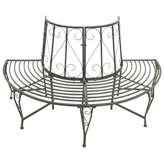 Berkfield Home Garden Half Round Tree Bench 160 cm Steel in Grey