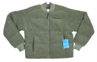 Columbia Womens Full Zip Insulated Faux Sherpa Fleece Jacket In Stone Green