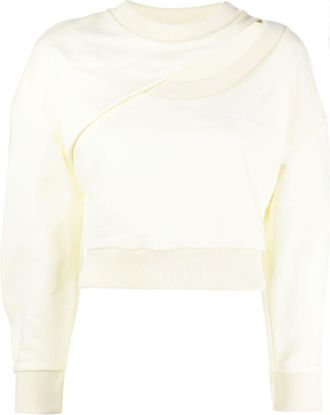 Alexander McQueen logo-embroidered cut-out sweatshirt - women - Cotton/Polyester/Viscose/Cotton - 38 - Yellow