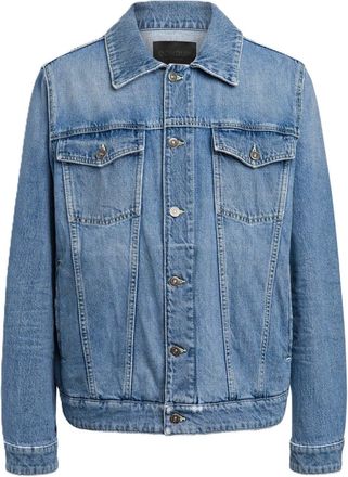 Dondup Medium Blue Wash Denim Jacket with Button-Up Front