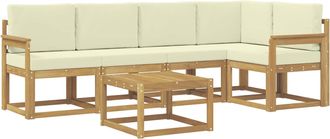 vidaXL Conjunto De Sof&aacute;s De Exterior 6 Uds. Blanco Y Crema Vidaxl