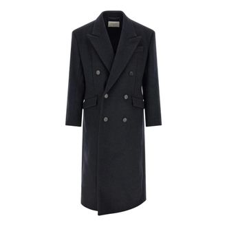 Saint Laurent Heren, Mantels, Blauw, Maat: L Wol