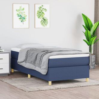 vidaXL Cama Box Spring Con Colch&oacute;n Tela Azul 90x200 Cm Vidaxl