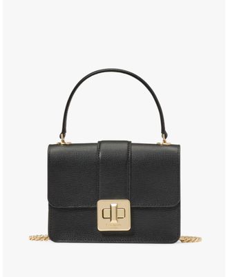 Kate Spade New York Womens Phoebe Refined Grain Leather Turnlock Mini Flap Crossbody - Black - One Size