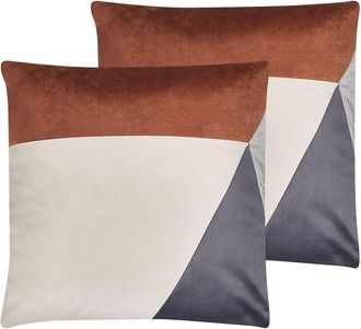 Beliani Conjunto De 2 Cojines Decorativos Multicolor Poli&eacute;ster 45 X 45 Cm Fundas Extra&iacute;bles Cremallera Sala De Estar Dormitorio Moderno Campsis