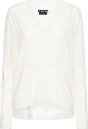 Tom Ford V-hals Truien - Dames - V-hals truien - Wit - S - Kasjmier - Truien & Vesten