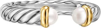 David Yurman Anello Petite Cable in argento sterling e oro giallo 14kt con perla