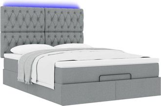 vidaXL Vidaxl - Estructura Cama Otomana Con Colch&oacute;n Tela Gris Claro 140x190 Cm