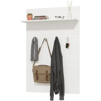 Dmora Mobile da Ingresso Valdemone, un Ripiano, Appendiabiti, Installazione Sospeso, 76x19.5x114h cm Bianco