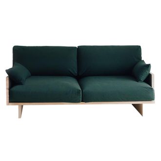 Naan Furniture Sof&aacute; dos plazas verde de pino macizo natural 183 cm barnizado