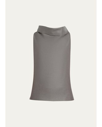 Issey Miyake Wool Draped Cowl-Neck Sleeveless Top