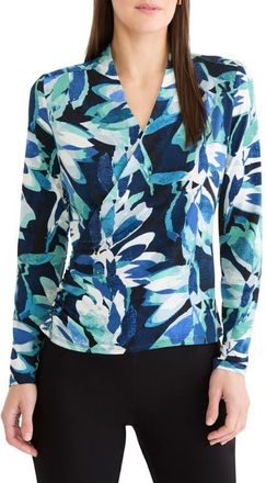 Nic+Zoe Giverny Knit Faux Wrap Top in Green Multi at Nordstrom, Size Xx-Large