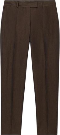 Brooks Brothers Tailored Slub Katoen-Linnen Broek - Dames - Nette broeken - Bruin - S - Katoen - Broeken