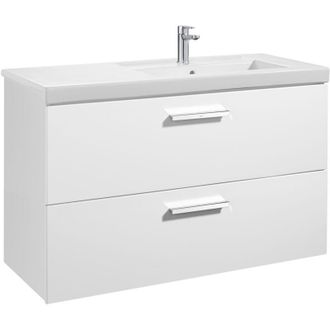 Roca Unik Mueble Con Dos Cajones + Lavabo Prisma Roca Color: Blanco Brillo - Posici&oacute;n Del Lavabo: Derecha