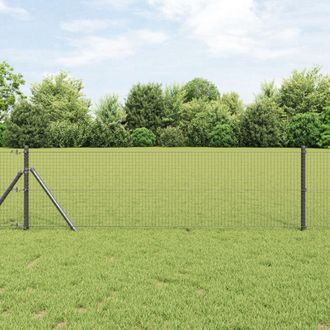 Berkfield Home Welded Wire Fence with 13 Posts Grey 0.8x100 m Steel