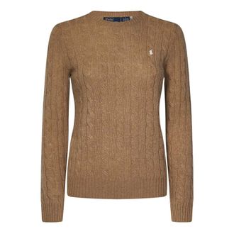 Polo Ralph Lauren Brown Cable Knit Jumper - female - Polo Ralph Lauren - Round-neck Knitwear - Brown - L - Knitwear