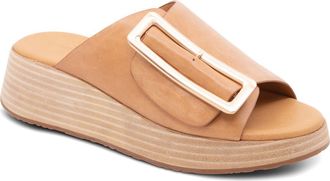 Chocolat Blu Ela Platform Wedge Slide Sandal in Camel Leather at Nordstrom, Size 9.5