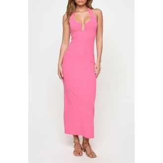 L*Space La Femme Cover-Up Halter Maxi Dress in Begonia at Nordstrom, Size Small