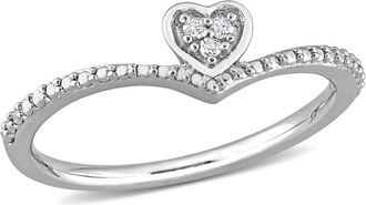 Amour Diamond Accent Heart Promise Ring In Sterling Silver