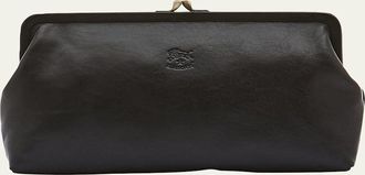 IL BISONTE Manuela Vegetable-Tanned Leather Clutch Bag
