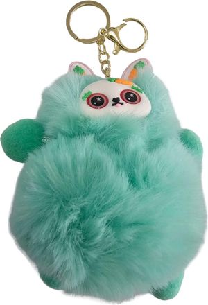 Generic Fluffy Animal Plush Keychain - Cute Soft Furry Pom-Pom Bag Charm with Big-Eyed Cartoon Face, Adorable Key Ring Accessory for Kids & Adults (Multiple C