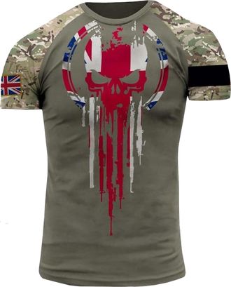 Generic British Veteran UK Army T-Shirt Combat Military Camouflage T Shirt Regular Fit Short Sleeve Size 2XS-4XL Grey UK04 (UK, Alpha, XL, Regular, Regular, U
