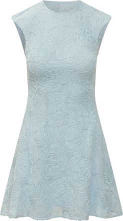Rotate Blue Embroidered Round Neck Mini Dress