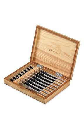 W&uuml;sthof 8-Piece Stainless Mignon Steak Knife Set in Black at Nordstrom