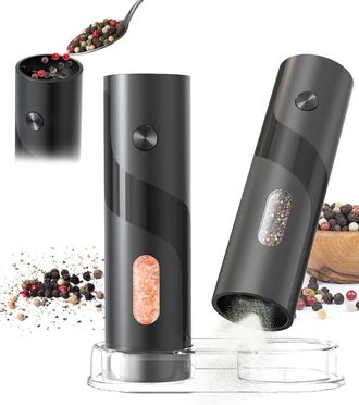 OEM Molinillo El&eacute;ctrico De Sal Y Pimienta, Llenado Superior, 5 Niveles De Molienda, Gran Capacidad De 120 Ml, Juego De 2 Molinillos De Pimienta A Pilas - 