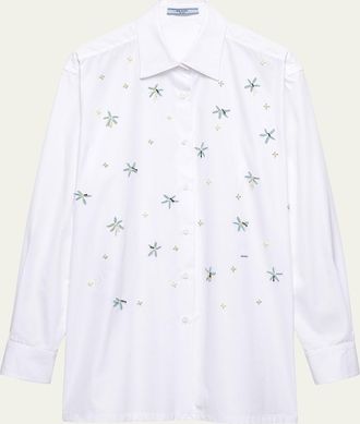 Prada Embellished Cotton Button-Down Shirt