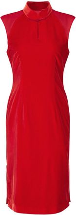 Shanghai Tang x Jacky Tsai velvet qipao - women - Organic Silk/Cupro/Polyester - S - Red