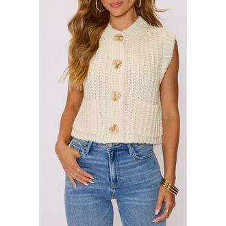 VICI Collection Daphne Hammered Button Sweater Vest in Cream at Nordstrom, Size X-Large