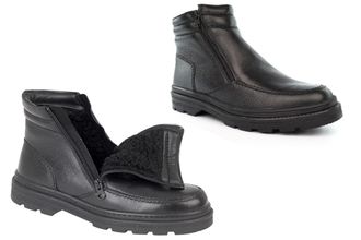 Generic Mens Leather Boots Mens Wide Open Boots Size 6 Boys Boot Size 8 Faux Fur Boot Zip Fastening Thermal Leather Upper Wide Open Faux Fur Sizes 6-12 Black 