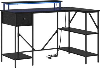 vidaXL Vidaxl - Desk with Drawer Black oak 120 x 79 x 86.5 cm Engineered wood