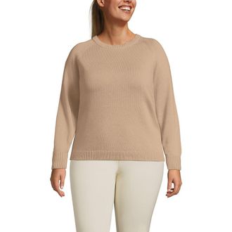 Lands End Drifter Jacquard Raglan Crew Neck Sweater in Champagne at Nordstrom, Size 2X
