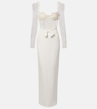 Alessandra Rich Vestido de fiesta de cady con encaje y lazo