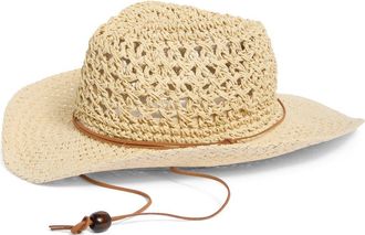 Vince Camuto Crochet Cowgirl Hat in Light Natural at Nordstrom Rack