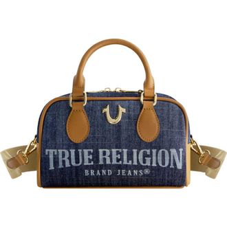 True Religion Denim Logo Mini Satchel Crossbody Bag in Dark Denim at Nordstrom