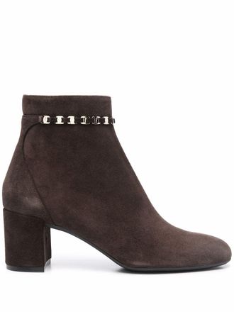 Ferragamo 75mm Ghila suede ankle boots - women - Suede/Leather/Rubber - 10.5 - Brown